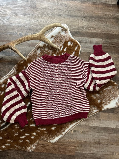 Burgundy Bell Sleeve Sweater